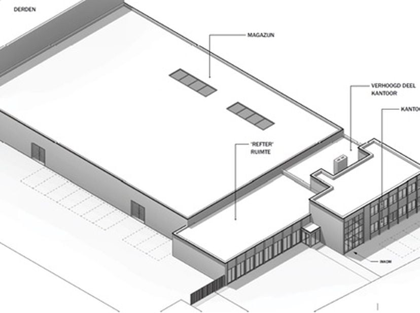 Vlot bereikbaar bedrijfsgebouw bestaande uit 1611 m² magazijn, handelsruimte of opslagruimte (supplementair eventueel 702 m² showroom en kantoren besc